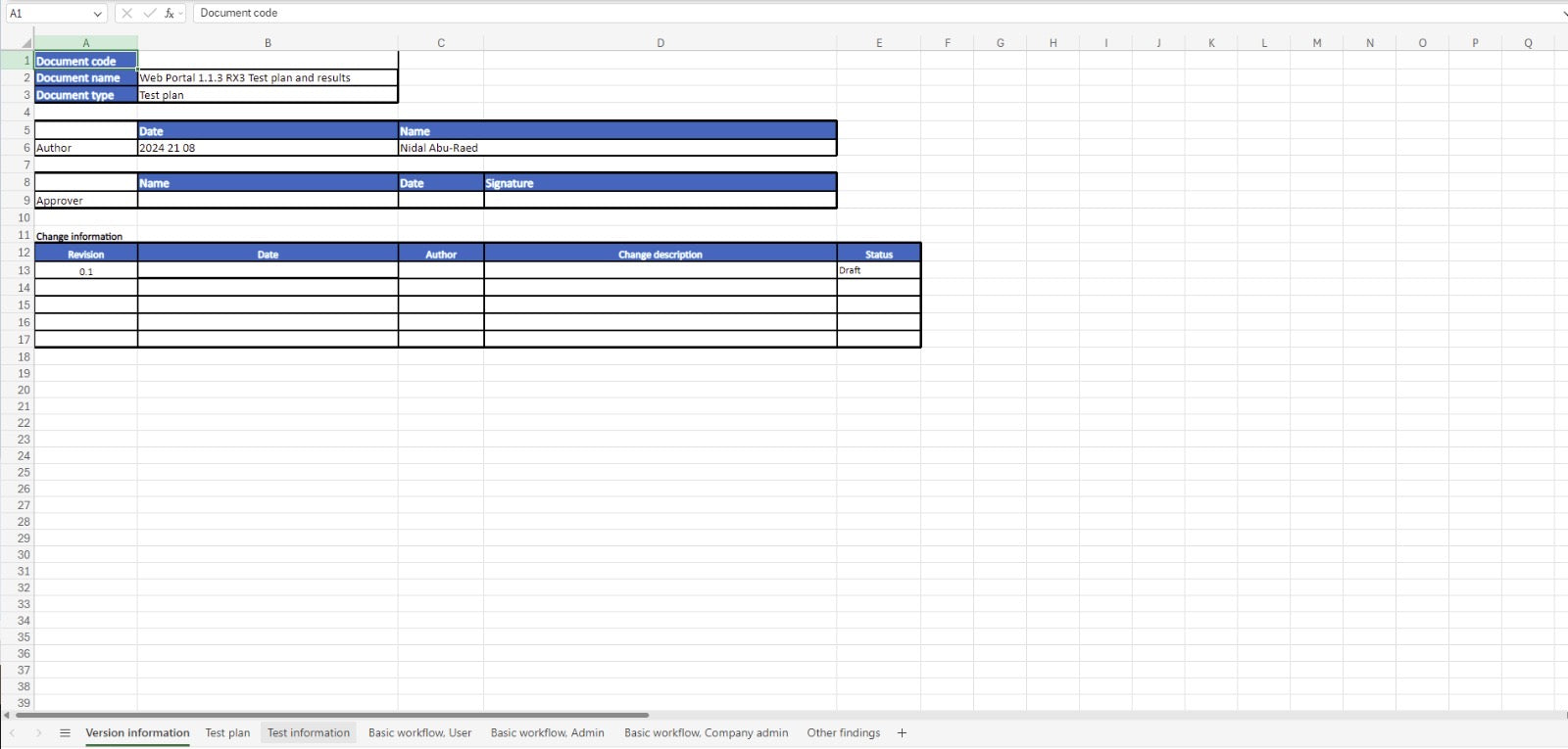 Software Testplan and results Template and Example