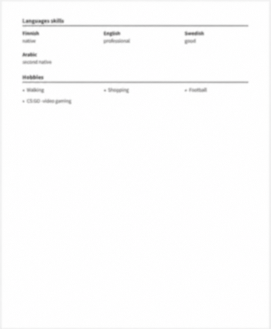 Golden CV Example and Template