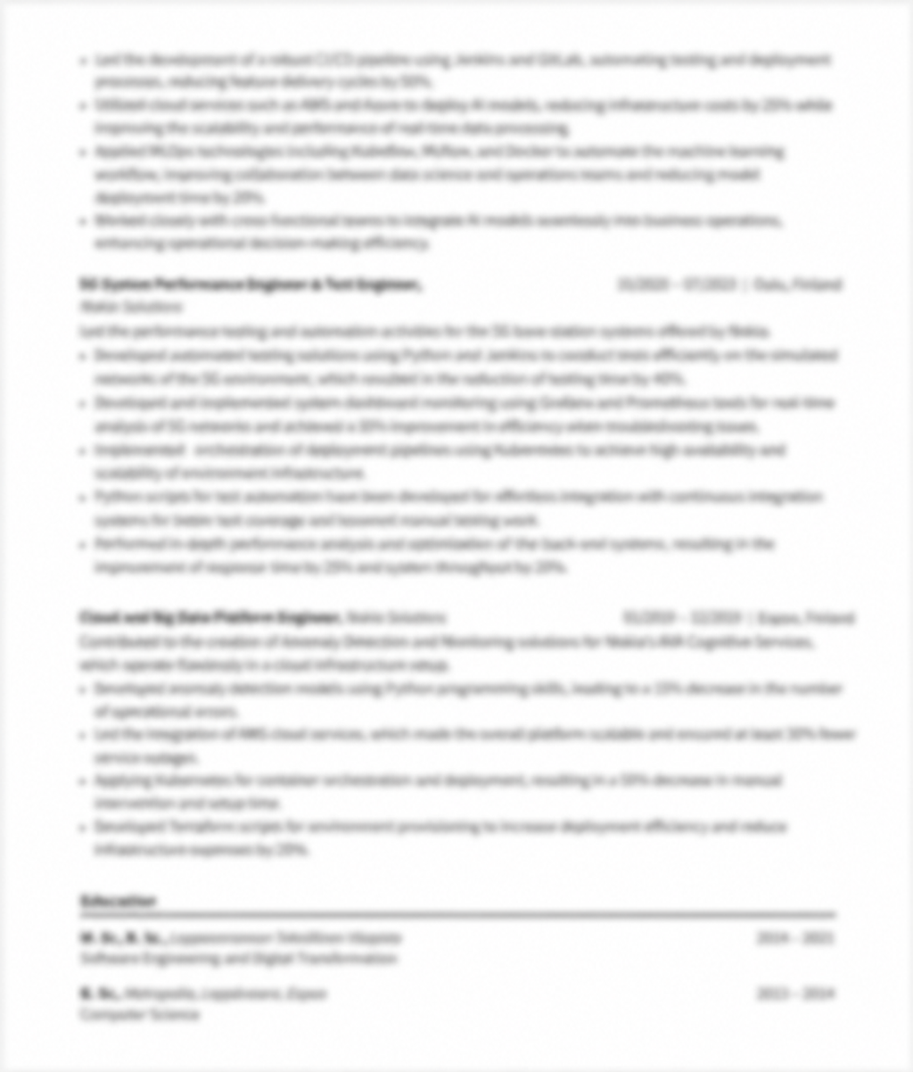 Golden CV Example and Template