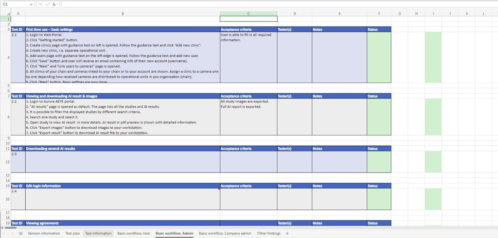 Software Testplan and results Template and Example
