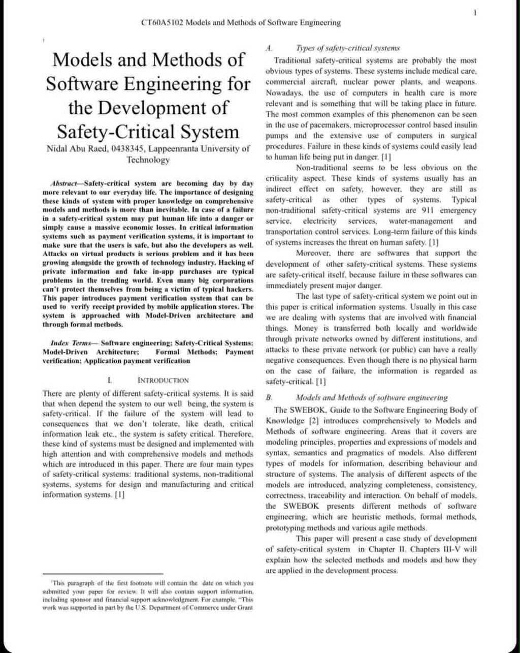 Science article: Models and Methods of Software Engineering for the Development of Safety-Critical Systems